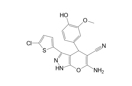 6-Amino-3-(5-chloro-2-thienyl)-4-(4-hydroxy-3-methoxy-phenyl)-2,4-dihydropyrano[2,3-c]pyrazole-5-carbonitrile