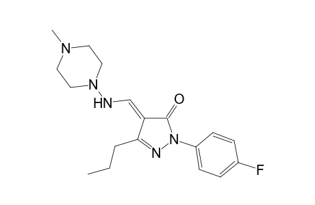 3H-pyrazol-3-one, 2-(4-fluorophenyl)-2,4-dihydro-4-[[(4-methyl-1-piperazinyl)amino]methylene]-5-propyl-, (4E)-