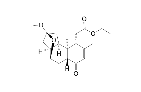 Ethyl (1R*,3S*,4R*,5S*,9S*,11R*,12S*)-1-methoxy-4,6-dimethyl-14-oxa-8-oxotetracyclo[9.2.1.0(3,12).0(4,9)]tetradec-6-en-5-acetate