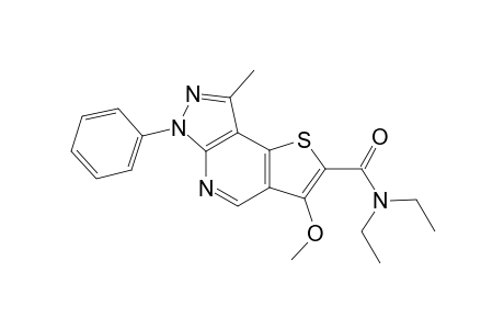 3-Methoxy-6-phenyl-8-methylpyrazolo[3,4-b]thieno[2,3-d]pyridine - 2-(N,N-Diethylcarboxamide)