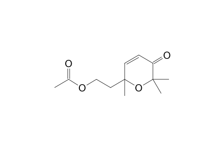 2-(2,6,6-Trimethyl-5-oxidanylidene-pyran-2-yl)ethyl ethanoate