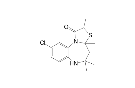 2,3a,5,5-Tetramethyl-9-chloro-3a,4,5,6-tetrahydro-thiazolo[3,2-a]-[1,5]benzodiazepin-1(2H)-one