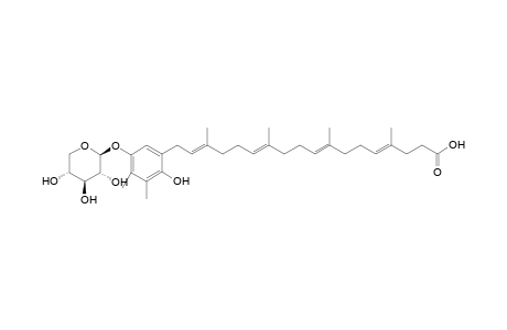 (4E,8E,12E,16E)-18-[2-hydroxy-3,4-dimethyl-5-[[(2S,3R,4S,5R)-3,4,5-trihydroxy-2-oxanyl]oxy]phenyl]-4,8,12,16-tetramethyloctadeca-4,8,12,16-tetraenoic acid