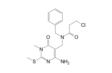 N-{[4-amino-(2-methylthio)-1-methyl-6-oxo-1,6-dihydropyrimidin-5-yl]methyl}-N-benzyl-3-chloropropanamide