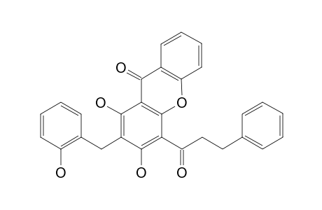 Acumitin [1,3-dihydroxy-2-[(2-hydroxyphenyl)methyl]-9H-xanthen-9-one-4-yl]-3-phenyl-1-propanone]