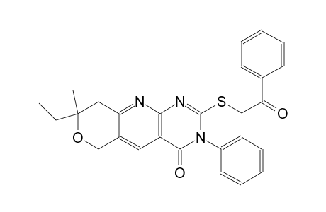 8-ethyl-8-methyl-2-[(2-oxo-2-phenylethyl)sulfanyl]-3-phenyl-3,6,8,9-tetrahydro-4H-pyrano[3',4':5,6]pyrido[2,3-d]pyrimidin-4-one