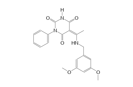 (5Z)-5-{1-[(3,5-dimethoxybenzyl)amino]ethylidene}-1-phenyl-2,4,6(1H,3H,5H)-pyrimidinetrione