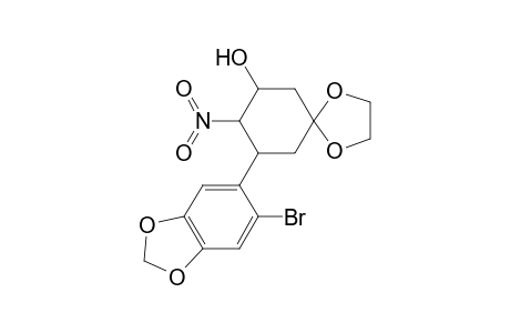 1,4-Dioxaspiro[4.5]decan-7-ol, 9-(5-bromobenzodioxol-6-yl)-8-nitro-