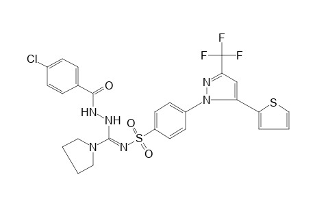 N-{{p-[5-(2-thienyl)-3-(trifluoromethyl)pyrazol-1-yl]phenyl}sulfonyl}-1-pyrrolidinecarboximidic acid, 2-(p-chlorobenzoyl)hydrazide