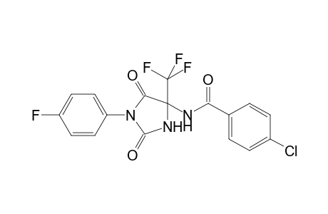 4-Chloranyl-N-[1-(4-fluorophenyl)-2,5-bis(oxidanylidene)-4-(trifluoromethyl)imidazolidin-4-yl]benzamide