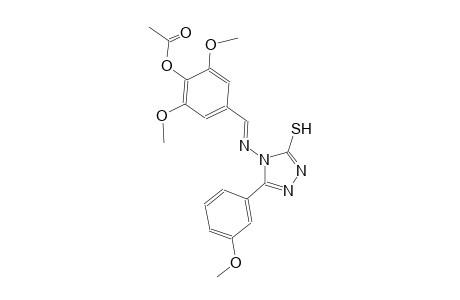 2,6-dimethoxy-4-((E)-{[3-(3-methoxyphenyl)-5-sulfanyl-4H-1,2,4-triazol-4-yl]imino}methyl)phenyl acetate