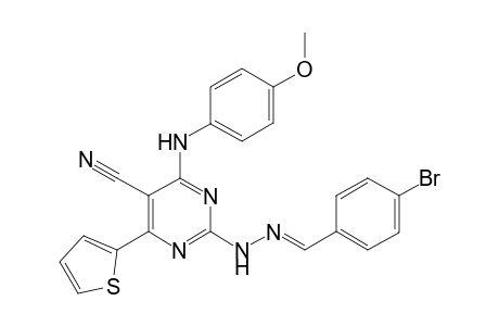 2-[2-(4-Bromobenzylidene)hydrazinyl]-4-(4-methoxyanilino)-6-(thien-2-yl)pyrimidine-5-carbonitrile