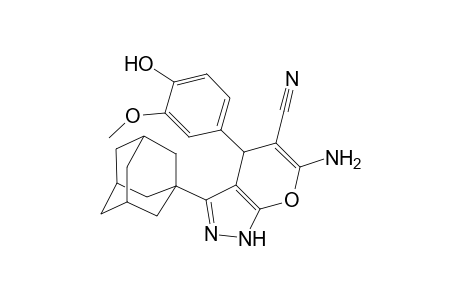 3-(1-adamantyl)-6-amino-4-(4-hydroxy-3-methoxy-phenyl)-2,4-dihydropyrano[2,3-c]pyrazole-5-carbonitrile