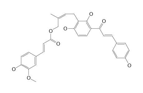 GEMICHALCONE-A;3'-[GAMMA-HYDROXYMETHYL-(Z)-GAMMA-METHYLALLYL]-2',4',4-TRIHYDROXYCHALCONE-11'-O-FERULATE