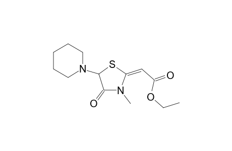 5-(1-Piperidinyl)-2-carbethoxy-ylidene-3-methyl-thiazolidinone
