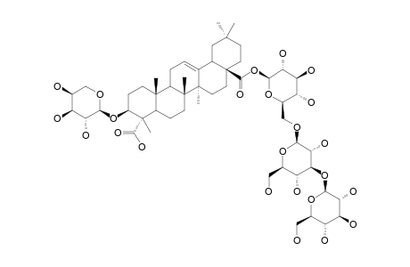 CHIONAEOSIDE_A;3-O-ALPHA-L-ARABINOPYRANOSYLGYPSOGENIC_ACID_28-O-BETA-D-GLUCOPYRANOSYL-(1->3)-BETA-D-GLUCOPYRANOSYL-(1->6)-BETA-D-GLUCOPYRANOSIDE