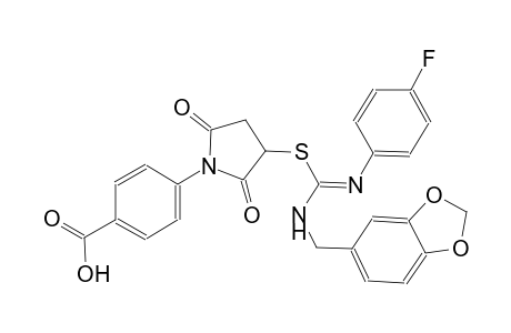 4-[3-({(Z)-[(1,3-benzodioxol-5-ylmethyl)amino][(4-fluorophenyl)imino]methyl}sulfanyl)-2,5-dioxo-1-pyrrolidinyl]benzoic acid