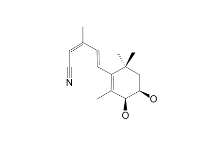 (-)-(3'R,4'S)-5-(3',4'-DIHYDROXY-2',6',6'-TRIMETHYLCYCLOHEX-1'-ENYL)-3-METHYLPENTA-2,4-DIENENITRILE