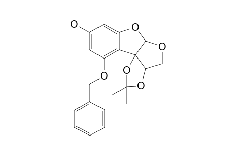 5aH-1,3-Dioxolo[3,4]furo[2,3-b]benzofuran-8-ol, 3a,4-dihydro-2,2-dimethyl-10-(phenylmethoxy)-, (3a.alpha.,5a.beta.,10bS*)-(.+-.)-