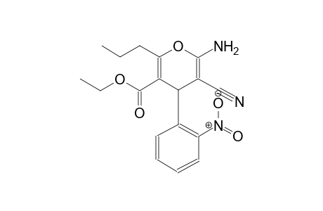 4H-pyran-3-carboxylic acid, 6-amino-5-cyano-4-(2-nitrophenyl)-2-propyl-, ethyl ester