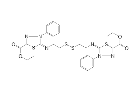 Ethyl (5E)-5-{[(E)-2-({2-[((2E)-5-(ethoxycarbonyl)-3-phenyl-1,3,4-thiadiazol-2(3H)-ylidene)amino]ethyl}disulfanyl)ethyl]imino}-4-phenyl-4,5-dihydro-1,3,4-thiadiazole-2-carboxylate