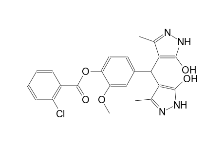 4-[bis(5-hydroxy-3-methyl-1H-pyrazol-4-yl)methyl]-2-methoxyphenyl 2-chlorobenzoate