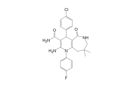 2-Amino-1-(p-fluorophenyl)-4-(4'-chlorophenyl)-8,8-dimethyl-3-(aminocarbonyl)-5-oxo-4,5,6,7,8,9-hexahydro-1H-pyrido[3,2-c]azepine