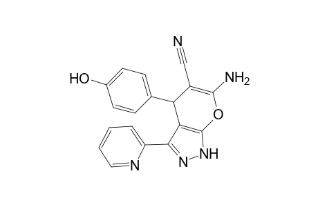 6-Amino-4-(4-hydroxy-phenyl)-3-pyridin-2-yl-1,4-dihydro-pyrano[2,3-c]pyrazole-5-carbonitrile