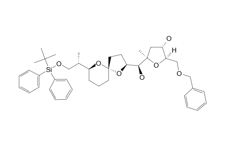 #5;(2S,5R,7S,1'S,2''R,4''S,5''R,1''''S)-(+)-2-[5''-BENZYLOXYMETHYL-4''-HYDROXY-2''-METHYLTETRAHYDROFUR-2''-YL)-HYDROXYMETHYL]-7-[2''''-(TERT.-BUTYLDIPHENYLSILYLOXY)-1''''-M