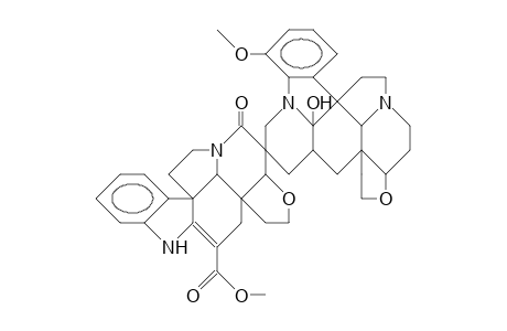 Spiro[1H,15aH-furo[2',3':7,8]indolizino[8,1-cd]carbazole-2(2aH),6'(7'H)-[4H,5H,15aH,16H]furo[2',3':7,8]indolizino[8,1-cd]pyrido[1,2,3-lm]carbazole] 1-oxo,vobtusine deriv.