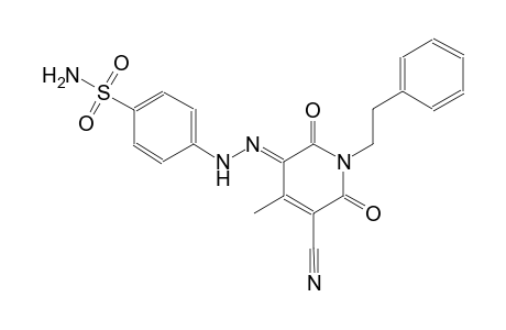 4-[(2E)-2-(5-cyano-4-methyl-2,6-dioxo-1-(2-phenylethyl)-1,6-dihydro-3(2H)-pyridinylidene)hydrazino]benzenesulfonamide