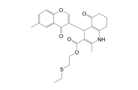 2-Ethylsulfanylethyl 2-methyl-4-(6-methyl-4-oxidanylidene-chromen-3-yl)-5-oxidanylidene-4,6,7,8-tetrahydro-1H-quinoline-3-carboxylate