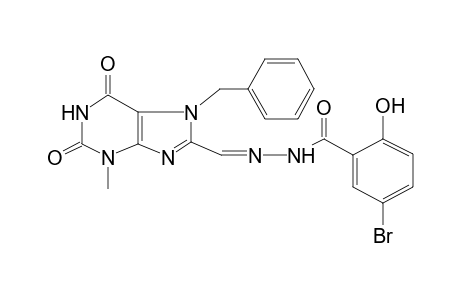 1H-Purine-2,6-dione,3,7-dihydro-3-methyl-7-phenylmethyl-8-carboxaldehyde,2-hydroxy-5-bromobenzoylhydrazone