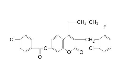 3-(2-chloro-6-fluorobenzyl)-7-hydroxy-4-propylcoumarin, p-chlorobenzoate