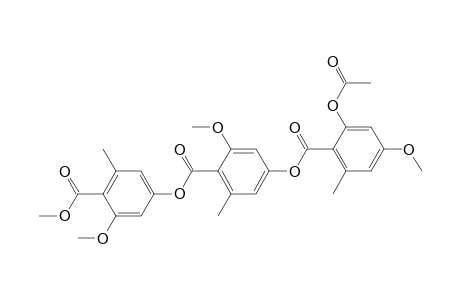 Benzoic acid, 4-[[2-(acetyloxy)-4-methoxy-6-methylbenzoyl]oxy]-2-methoxy-6-methyl-, 3-methoxy-4-(methoxycarbonyl)-5-methylphenyl ester