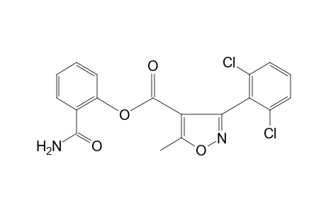 3-(2,6-DICHLOROPHENYL)-5-METHYL-4-ISOXAZOLECARBOXYLIC ACID, o-CARBAMOYLPHENYL ESTER