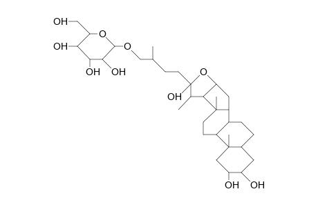HIRTIFOLIOSIDE_C1;FUROST-2-ALPHA,3-BETA,22-ALPHA-TRIOL_26-O-BETA-D-GLUCOPYRANOSIDE