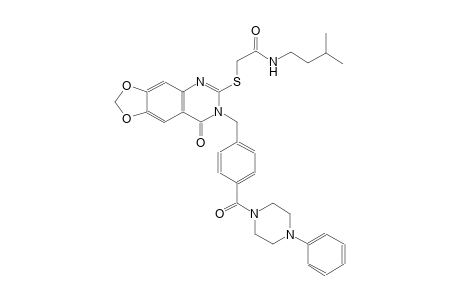 acetamide, 2-[[7,8-dihydro-8-oxo-7-[[4-[(4-phenyl-1-piperazinyl)carbonyl]phenyl]methyl][1,3]dioxolo[4,5-g]quinazolin-6-yl]thio]-N-(3-methylbutyl)-