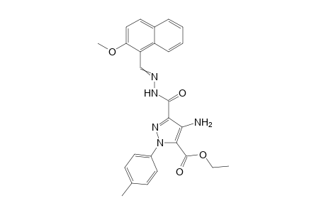 ethyl 4-amino-3-(2-((2-methoxynaphthalen-1-yl)methylene)hydrazine-1-carbonyl)-1-(p-tolyl)-1H-pyrazole-5-carboxylate