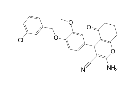 2-amino-4-{4-[(3-chlorobenzyl)oxy]-3-methoxyphenyl}-5-oxo-5,6,7,8-tetrahydro-4H-chromene-3-carbonitrile