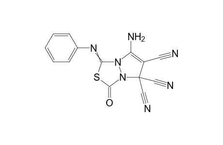 7-Amino-1-phenylimino-3-oxopyrazolo[1,2-c]-1,3,4-thiadiazole-5,5,6-tricarbonitrile