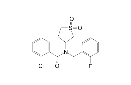 2-Chloro-N-(1,1-dioxo-1-thiolan-3-yl)-N-[(2-fluorophenyl)methyl]benzamide