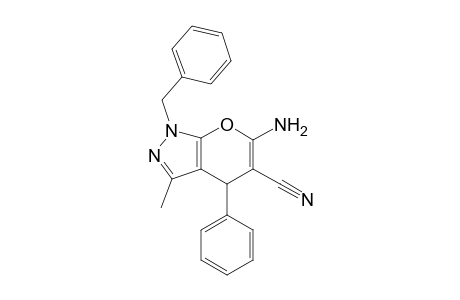 6-Amino-1-benzyl-3-methyl-4-phenyl-1,4-dihydropyrano[2,3-C]pyrazole-5-carbonitrile