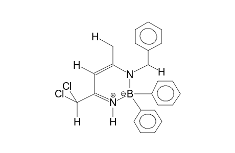 1-benzyl-4-(dichloromethyl)-6-methyl-2,2-diphenyl-2,3-dihydro-1,3,2-diazaborinin-1-ium-2-uide