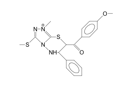 cis-6,7-Dihydro-7-(4-methoxy-benzoyl)-1-methyl-3-methylthio-6-phenyl-5H-1,2,4-triazolo(3,4-B)(1,3,4)thiadiazinium cation
