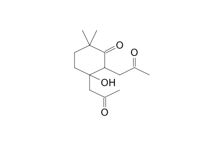 2,2-Dimethyl-5-oxidanyl-5,6-bis(2-oxidanylidenepropyl)cyclohexan-1-one