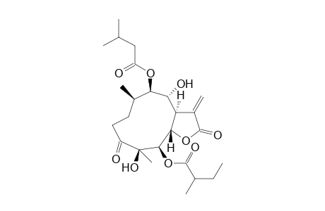 4.beta.,8.alpha.-Dihydroxy-5.beta.-(2-methylbutyryloxy)-9.beta.-(3-methylbutyryloxy)-3-oxo-germacran-7.beta.,12.alpha.-olide