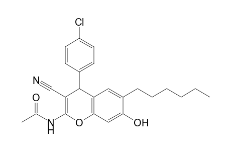 2-Acetylamino-7-hydroxy-6-n-hexyl-4-(4-chlorophenyl)-4H-chromene-3-carbonitrile