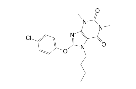 8-(4-Chloranylphenoxy)-1,3-dimethyl-7-(3-methylbutyl)purine-2,6-dione