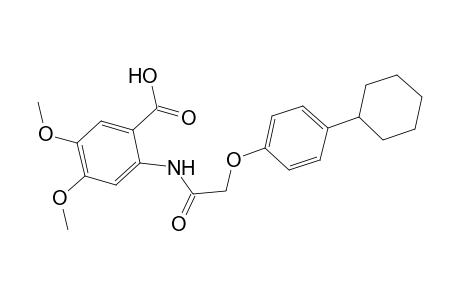 Benzoic acid, 2-[[(4-cyclohexylphenoxy)acetyl]amino]-4,5-dimethoxy-